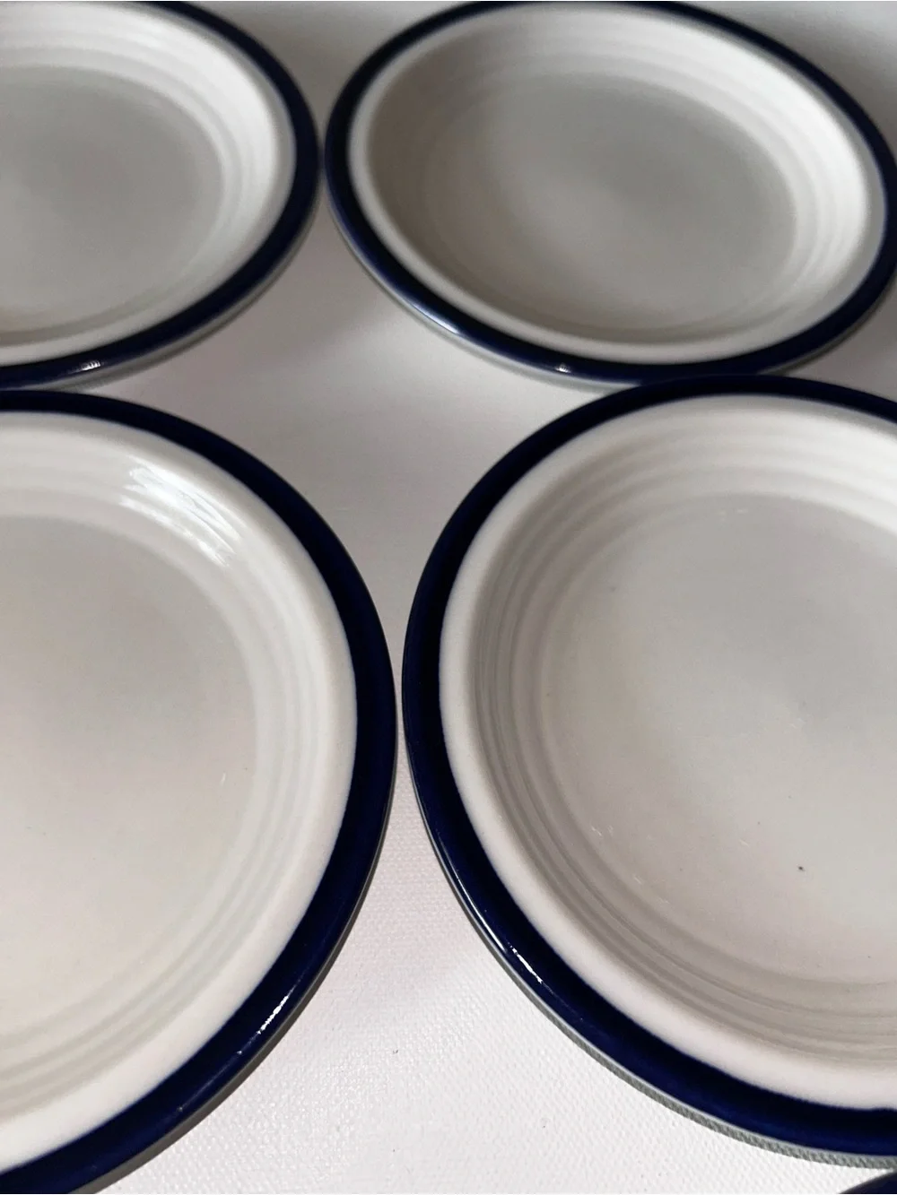 Set of 8 Vintage Sterling China Bread & Butter Plates Wellsville Ohio Blue Rim